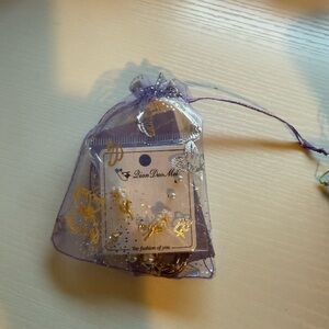 Purple Organza Jewelry Gift Bag with Card